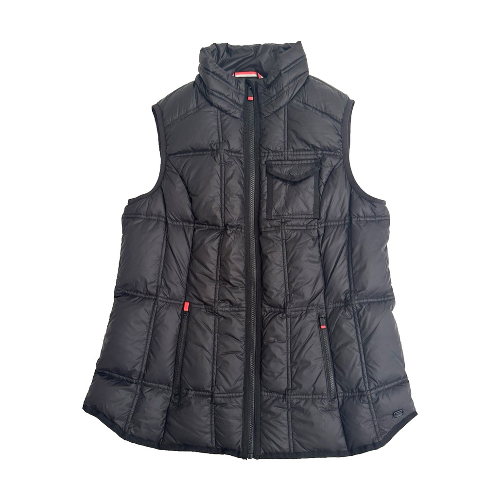 Tommy Hilfiger Down Vest L Black Quilted Full Zip Pockets Lightweight Outdoor